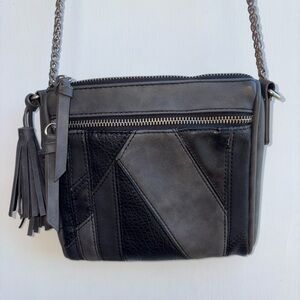 Patchwork Black & Gray Leather Crossbody Bag
